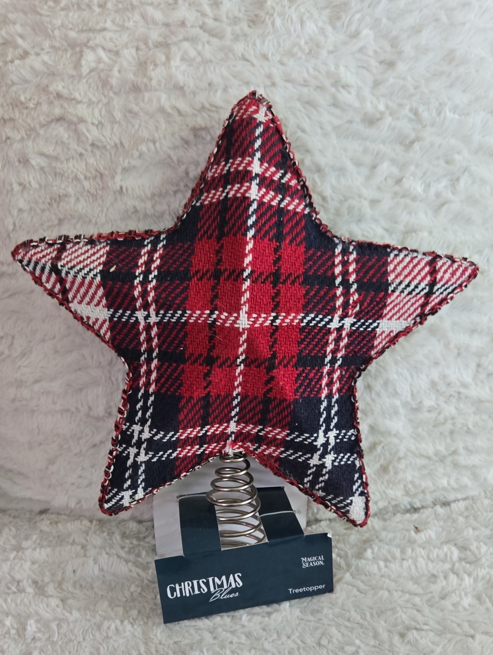 Red Plaid Star Tree Topper -